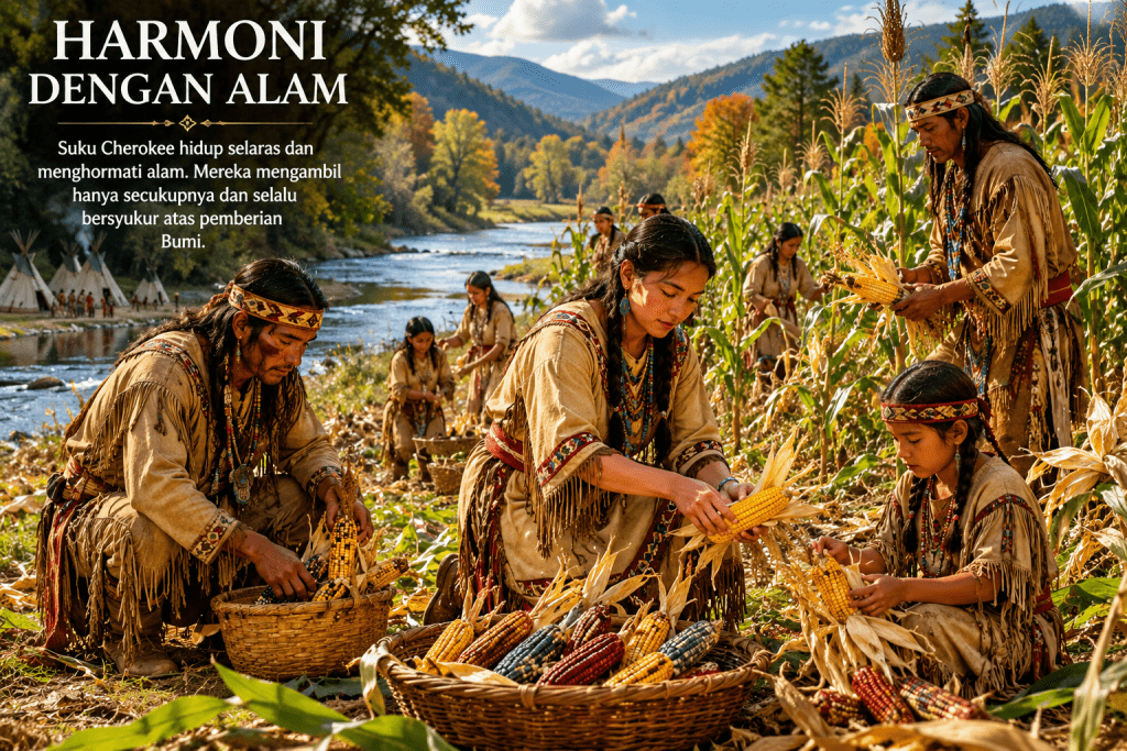 Ilustrasi dua serigala dalam legenda Cherokee.